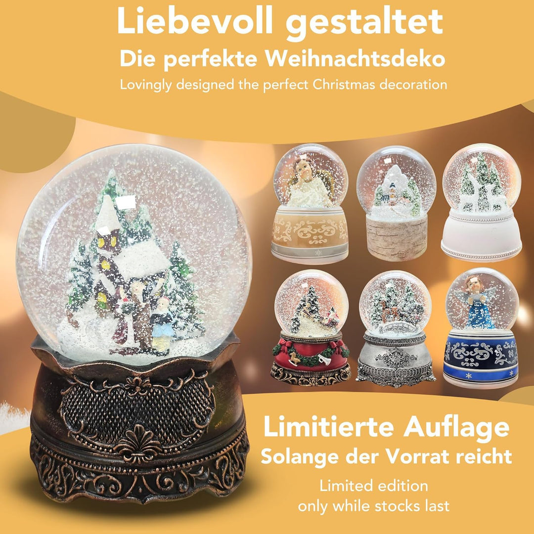 Weihnachts-Schneekugel mit Musik | Nostalgischer Weihnachtsspaziergang | Sockel Nostalgie Kupfer ant