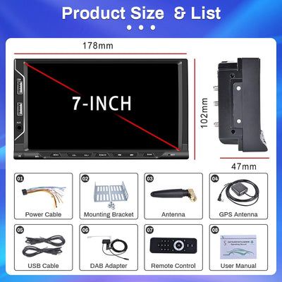 Hikity Autoradio DAB+ Doppel Din Android 11 mit Navi 7 Zoll Touch Bildschirm Apple Carplay Android A