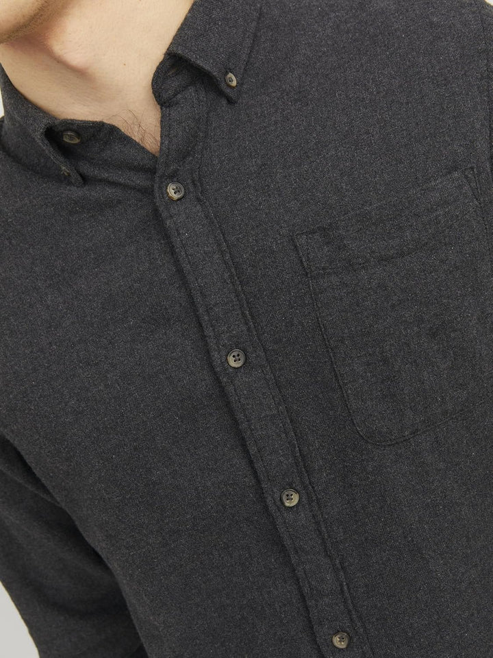 JACK &amp; JONES Male Hemd Slim Fit Hemd XL Dark Grey Melange, XL Dark Grey Melange