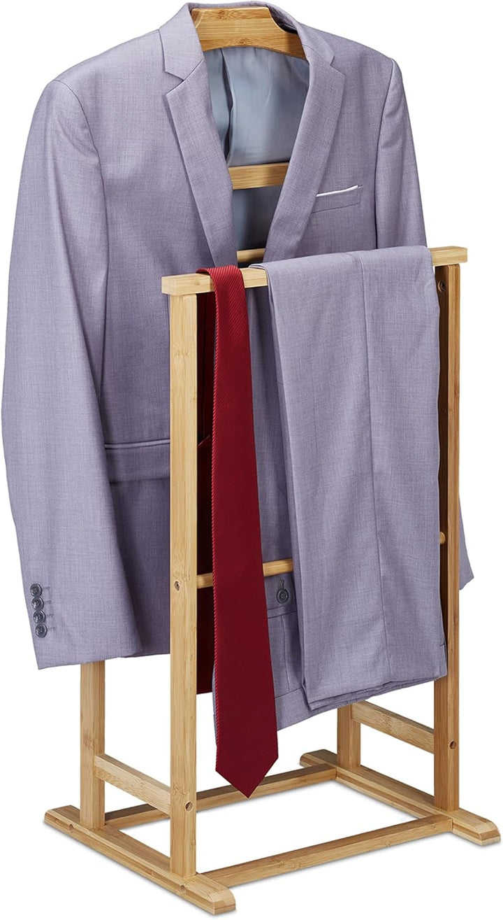 Relaxdays Herrendiener, Stummer Diener Bambus, Damen & Herren, Kleiderablage Schlafzimmer, HBT: 98,5