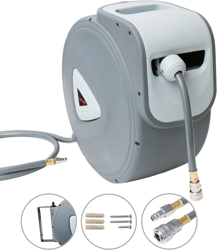 Hebitod 30+2m Druckluftschlauch Aufroller Automatisch, Schlauchaufroller Automatisches Aufrollen 180