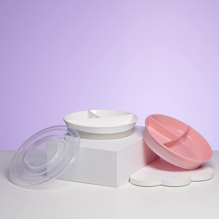 Twistshake 2x Geteilter Teller | Babyteller mit luftdichtem Deckel | BPA-freier Baby-Entwöhnungstell
