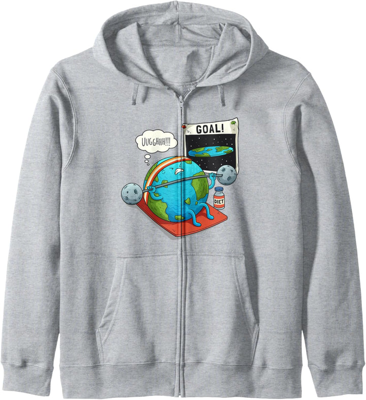 Lustige flache Erde Fitness Ziel Gym Workout Training Meme Kapuzenjacke
