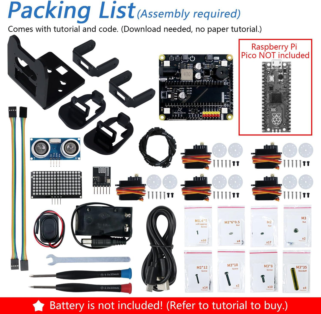 Freenove Bipedal Robot Kit for Raspberry Pi Pico (Not Included) (Compatible with Arduino IDE), LED M