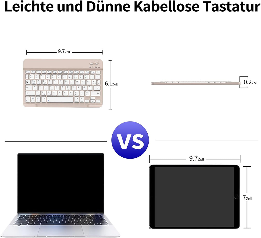 aoub Kabellose Tastatur mit deutschem QWERTZ Layout für iPad Pro/Air/Mini/iPad 11/10,9/10,5/10,2/9,7