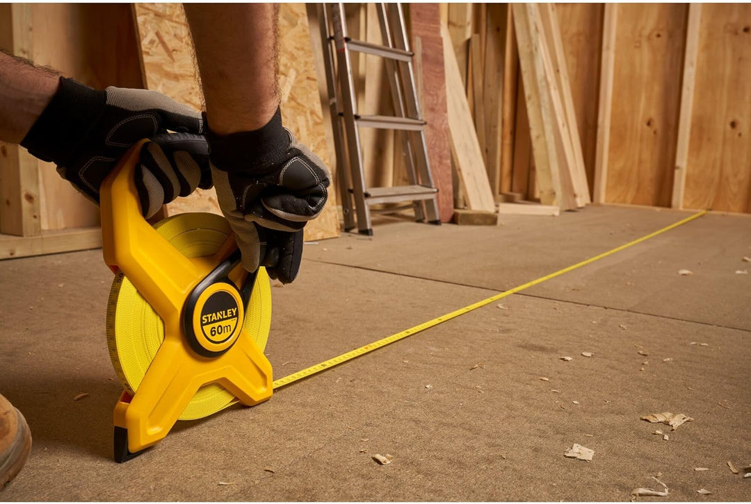 Stanley Rahmenbandmass Standard Fiberglas (60 m Länge, 12.7 mm Breite, UV-resistent, Genauigkeitskla