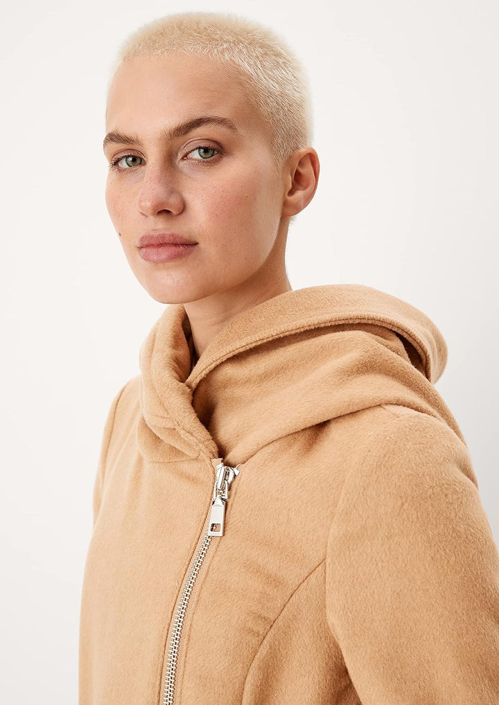 s.Oliver Kapuzenmantel aus flauschigem Wollmix 34 Beige, 34 Beige