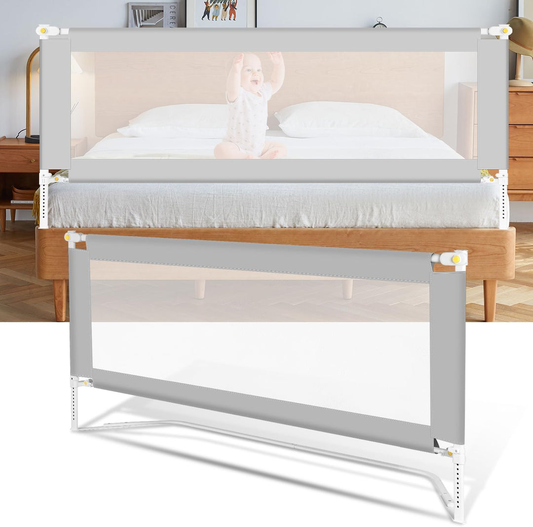 Ansobea 150cm Bettgitter｜Kinderbettschutz mit U-förmige Füsse｜Kinderbettgitter Faltbar｜Bettschutzgit
