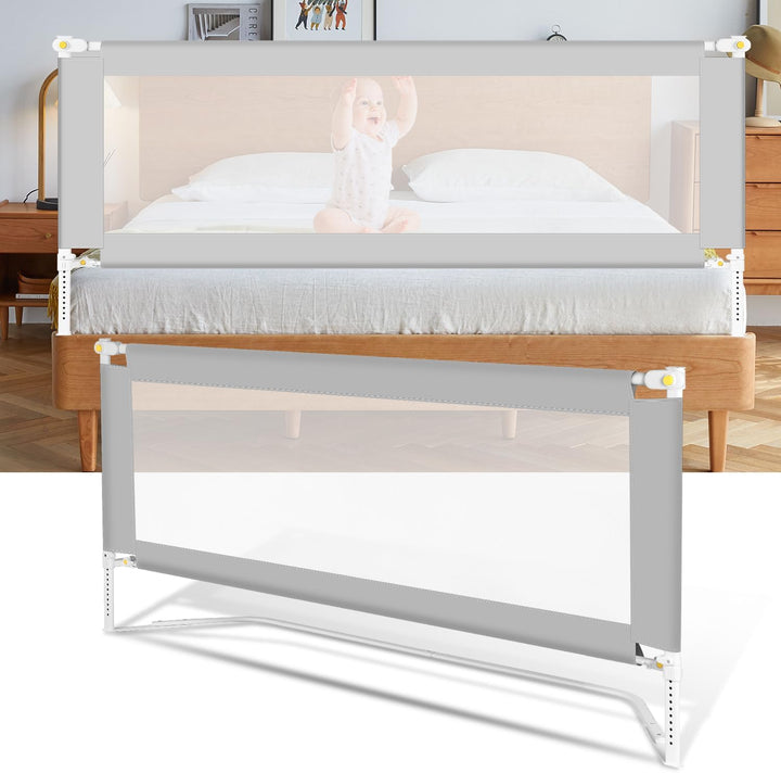 Ansobea 150cm Bettgitter｜Kinderbettschutz mit U-förmige Füsse｜Kinderbettgitter Faltbar｜Bettschutzgit