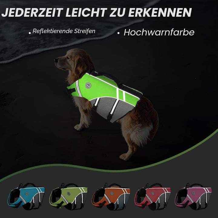 VIVAGLORY Hunde Schwimmweste Sports Style Hundeschwimmweste, S, Neongrün Neongrün S: 48-58 cm(Brustk