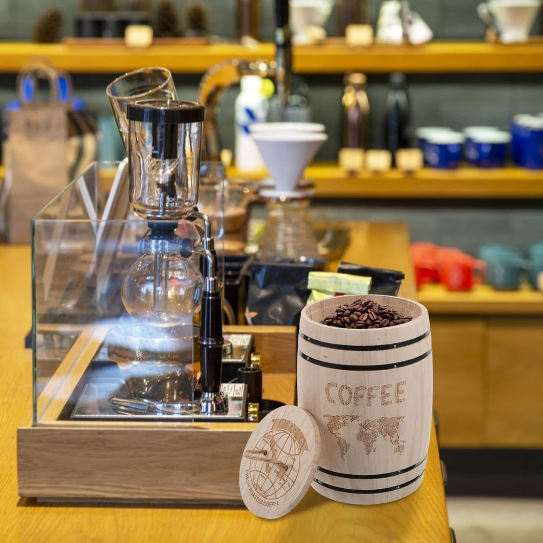 NUOBESTY Holzfass Mit Luftdichtem Deckel Für Kaffeebohnen Und Tee Aufbewahrung Rustikales Bauernhaus
