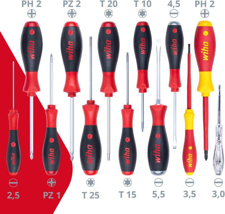 Wiha Schraubendreher Set 13-teilig I VDE geprüftes Werkzeug für Elektriker I mit Schlitz-, Kreuz- &