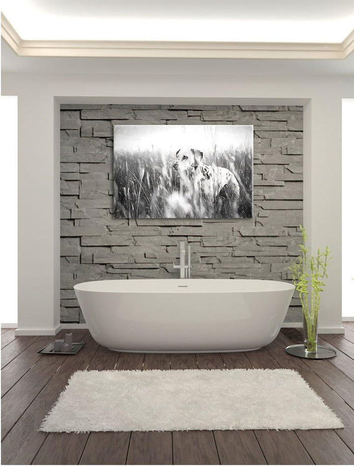 Pixxprint Neugieriger Hund im Feld Kunst als Leinwandbild/Grösse: 100x70 / Wandbild/Kunstdruck/ferti