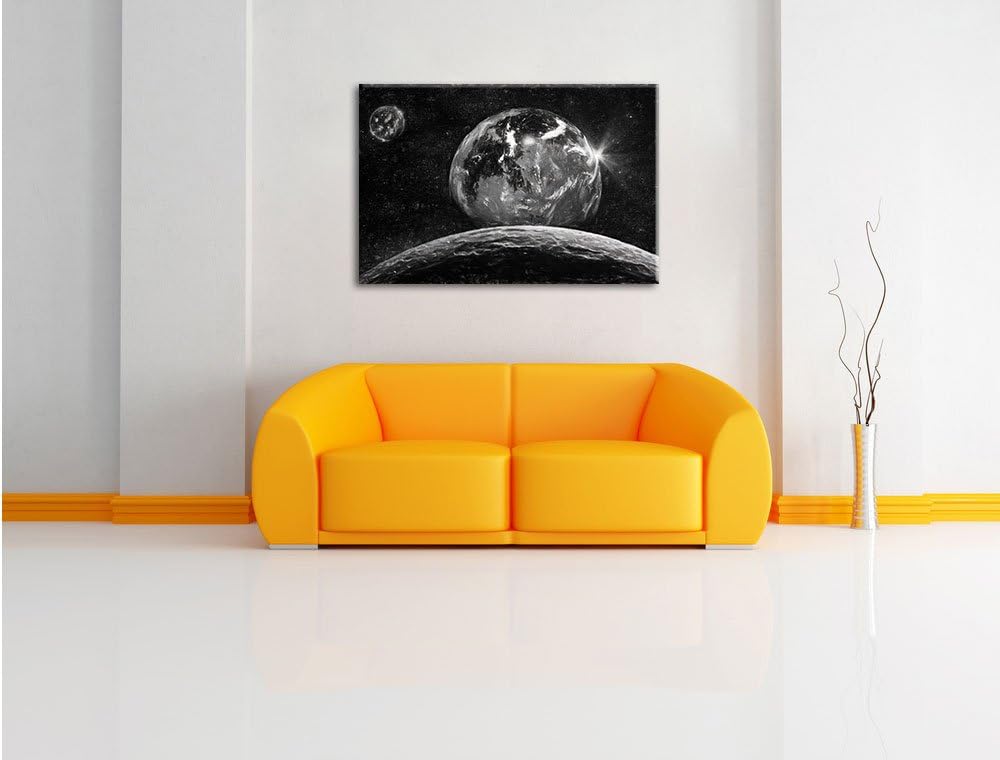 Pixxprint Rote Planeten in der Galaxie Kunst als Leinwandbild/Grösse: 100x70 cm/Wandbild/Kunstdruck/