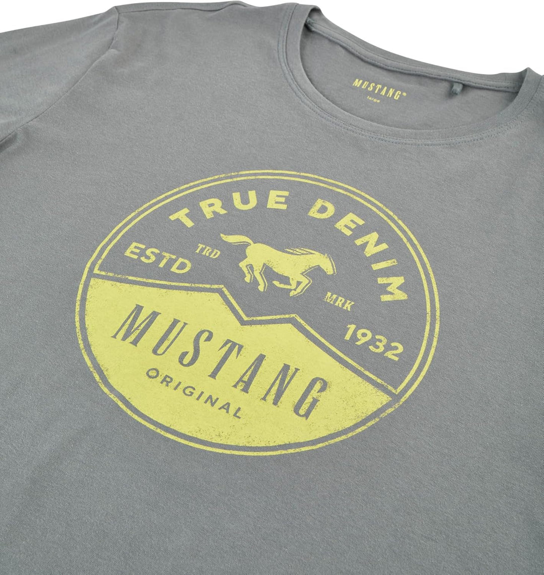 MUSTANG Tshirt Herren Baumwolle Regular Fit 4er Pack Set Rundhals Kurzarm Sommer Tee Shirt Logoprint