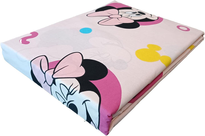 Minnie Maus, Bettlaken für Einzelbett, Spannbettlaken, Kissenbezug, Rosa, Disney, 100% Baumwolle, of