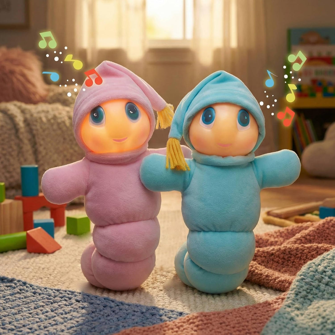 MOLTO | Gusy Luz® Blauer Regenbogen, Kinder-Nachtlicht, Klassische Schlafpuppe, 2 Schlaflieder zum T