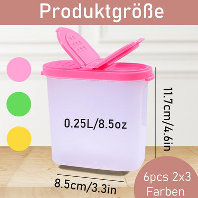 Aosmeol 6 Stück Schüttdosen,250ml Streudosen,Gewürzboxen Aufbewahrungsboxen mit praktischen Streuer,