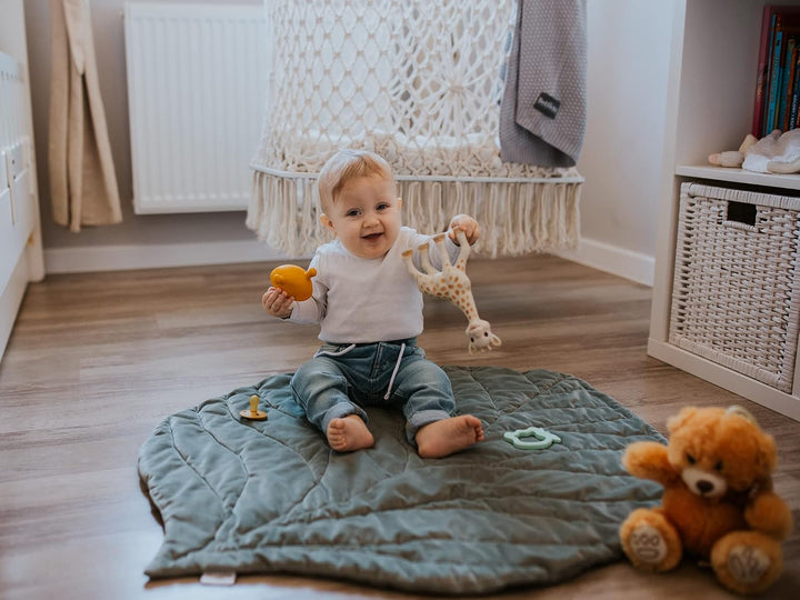 Bellochi Spielmatte für Baby und Kinder - Beige - 95x78 cm - Universal Spielteppich zum Krabbelnlern