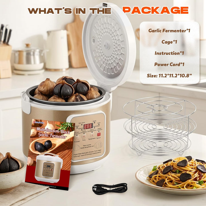 Moongiantgo 6l Schwarzer Knoblauchfermenter, Automatische Steuerung Knoblauchtopf Natto, Joghurt, Ki