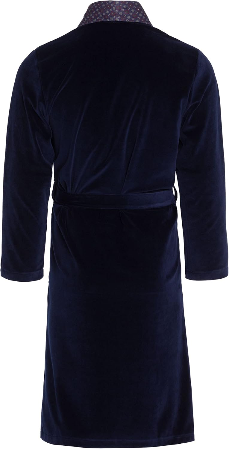 Revise Joel RE-101 Herren Bademantel aus Velours - lang und elegant XXL Dunkelblau, XXL Dunkelblau