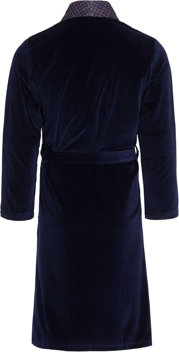 Revise Joel RE-101 Herren Bademantel aus Velours - lang und elegant M Dunkelblau, M Dunkelblau
