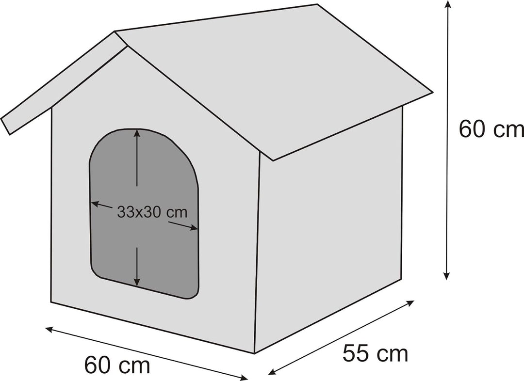 PillowPrim Hundehütte Hundehöhle Hundebett Hundehaus Katzenhöhle Tierbett XL - 60x55 cm grau mit Pfo