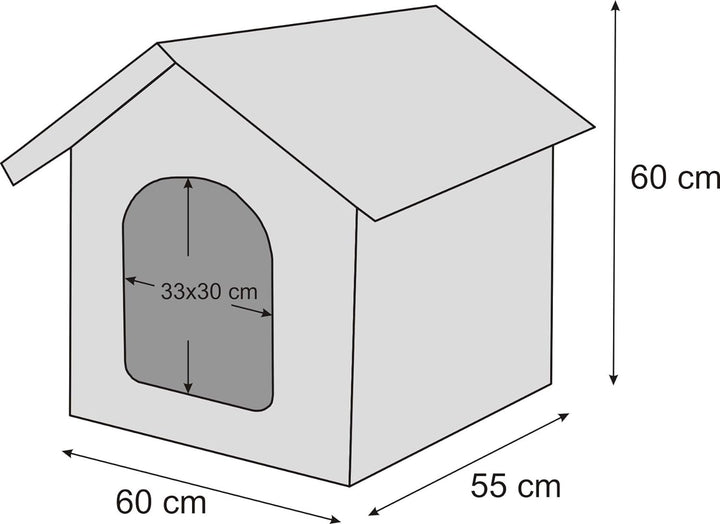 PillowPrim Hundehütte Hundehöhle Hundebett Hundehaus Katzenhöhle Tierbett XL - 60x55 cm grau mit Pfo