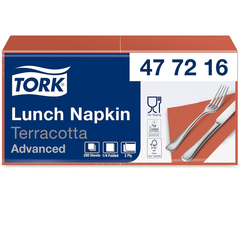 Tork 477216 Lunchservietten Terracotta / 2-lagige Servietten für kleine Gerichte oder Snacks / Advan