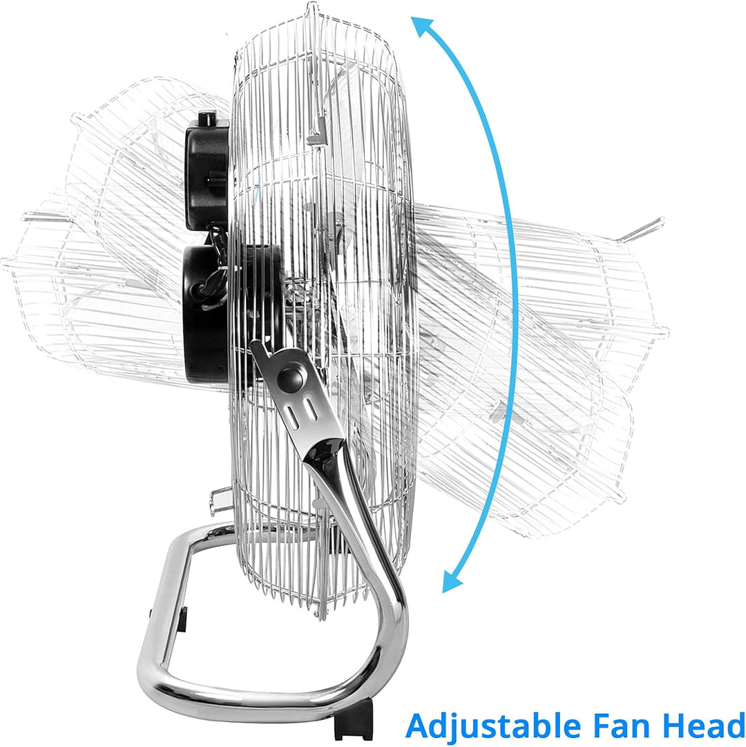 Senelux Bodenventilator - Chrome Gym Fan - 50,8 cm elektrischer tragbarer Lüfter für den Heim-/Fitne
