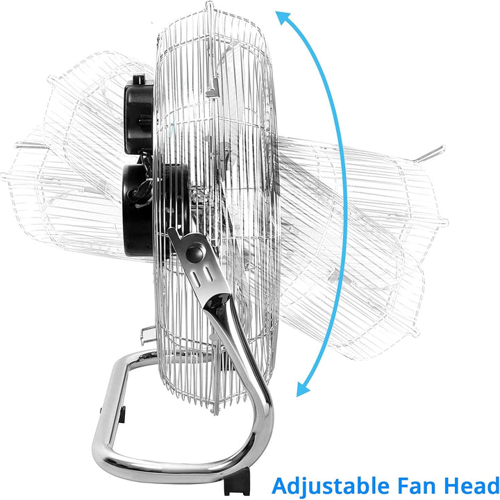 Senelux Bodenventilator - Chrome Gym Fan - 50,8 cm elektrischer tragbarer Lüfter für den Heim-/Fitne