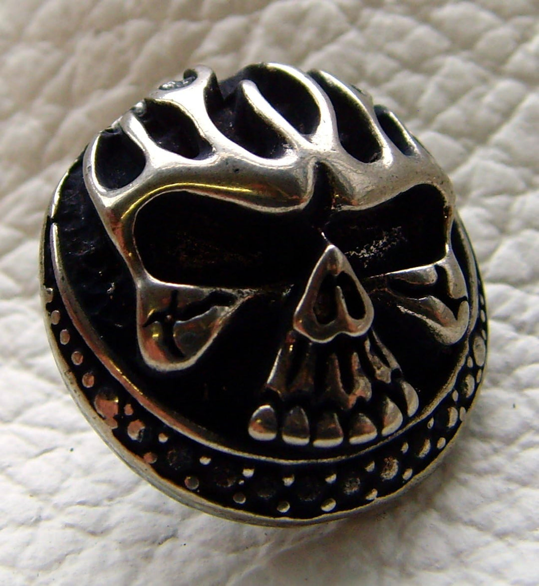 Biker-Leder-Geldbörse Wallet Zierniete Bad-Skull Leder-Farbe Schwarz 16x10cm mit Kette und Schlaufe