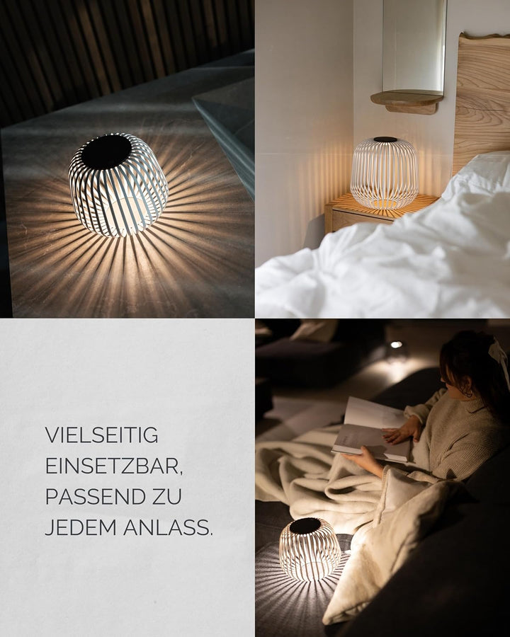 LUUK Studio Grosse Solar Tischlampe, kabellos &amp; tragbar, Outdoor Solarbeleuchtung für den Aussenbere