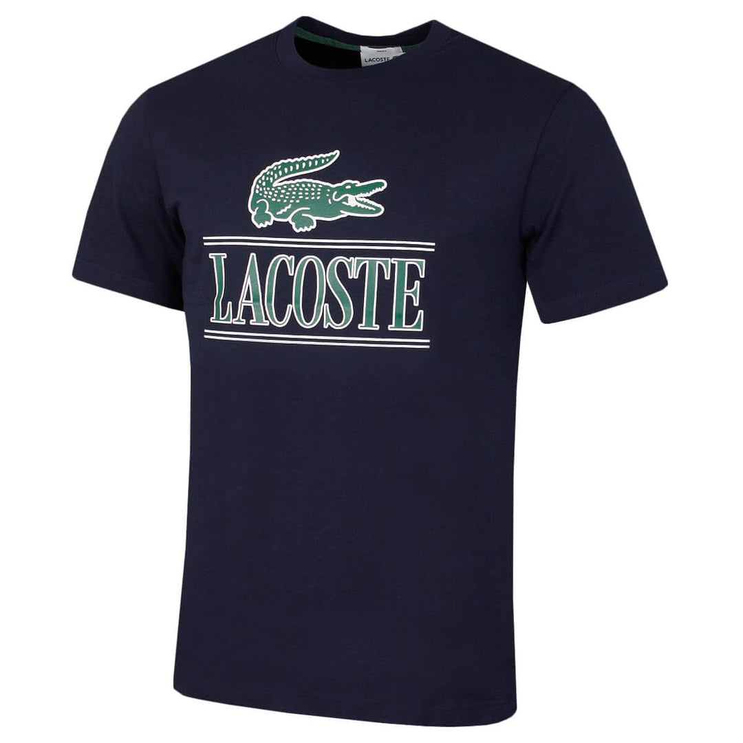 Lacoste Herren T-Shirt Rundhals TH1218, Männer Logo Tshirt,Print Tee,Regular Fit M Navy Blue (166),
