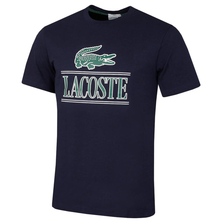 Lacoste Herren T-Shirt Rundhals TH1218, Männer Logo Tshirt,Print Tee,Regular Fit M Navy Blue (166),