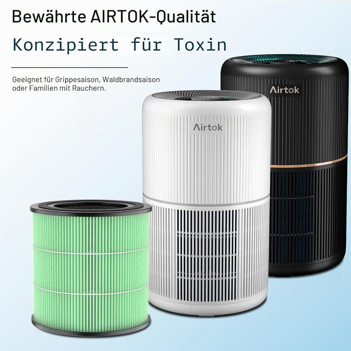 AIRTOK Luftreiniger AP0601 Ersatzfilter 2er Set, 4-Stufiges Filtersystem, H13 True HEPA Filter (Nur