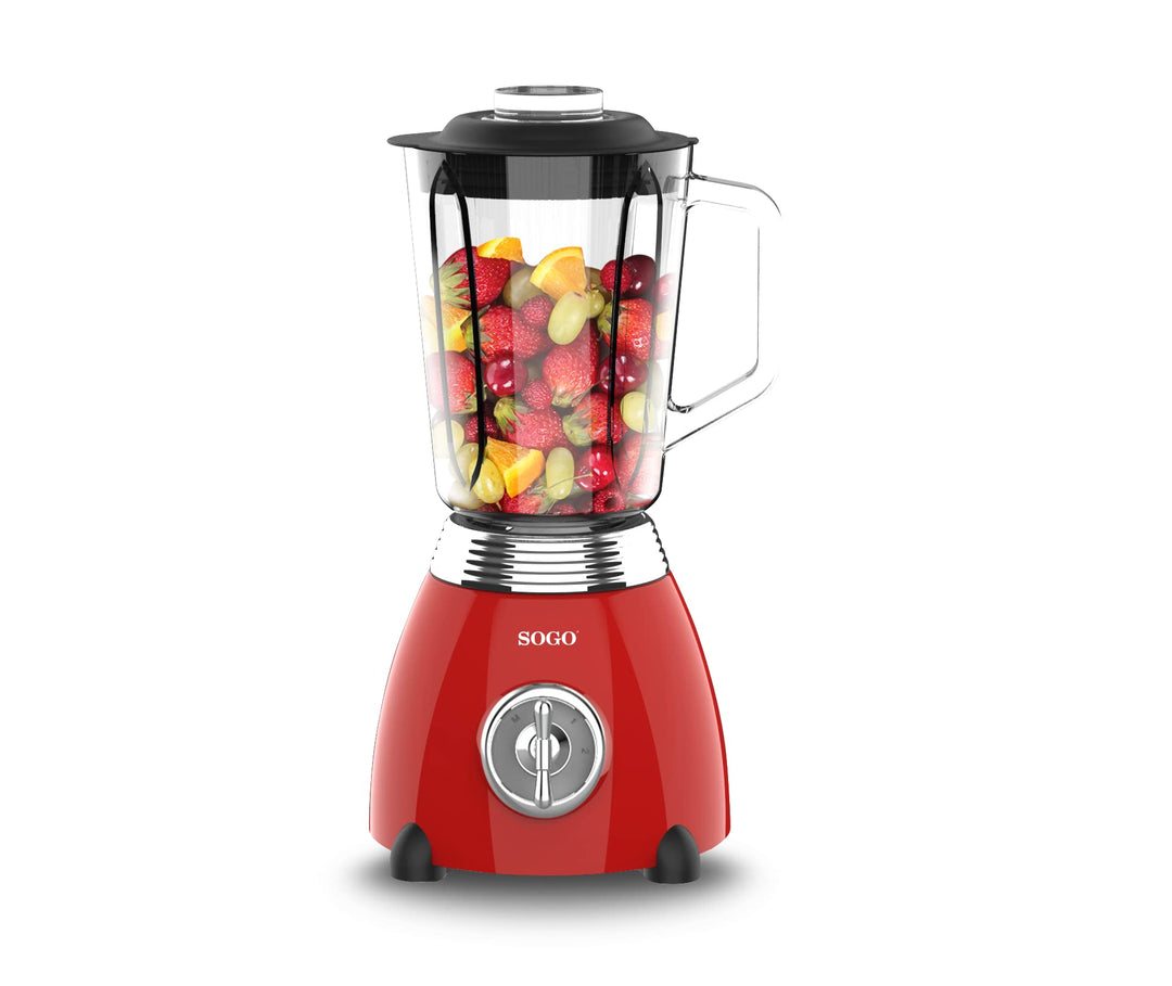 Sogo Retro Vintage Edelstahl und Emaille (rot, Mixer, 500 W) Rot Standmixer, 500 W, Rot Standmixer,