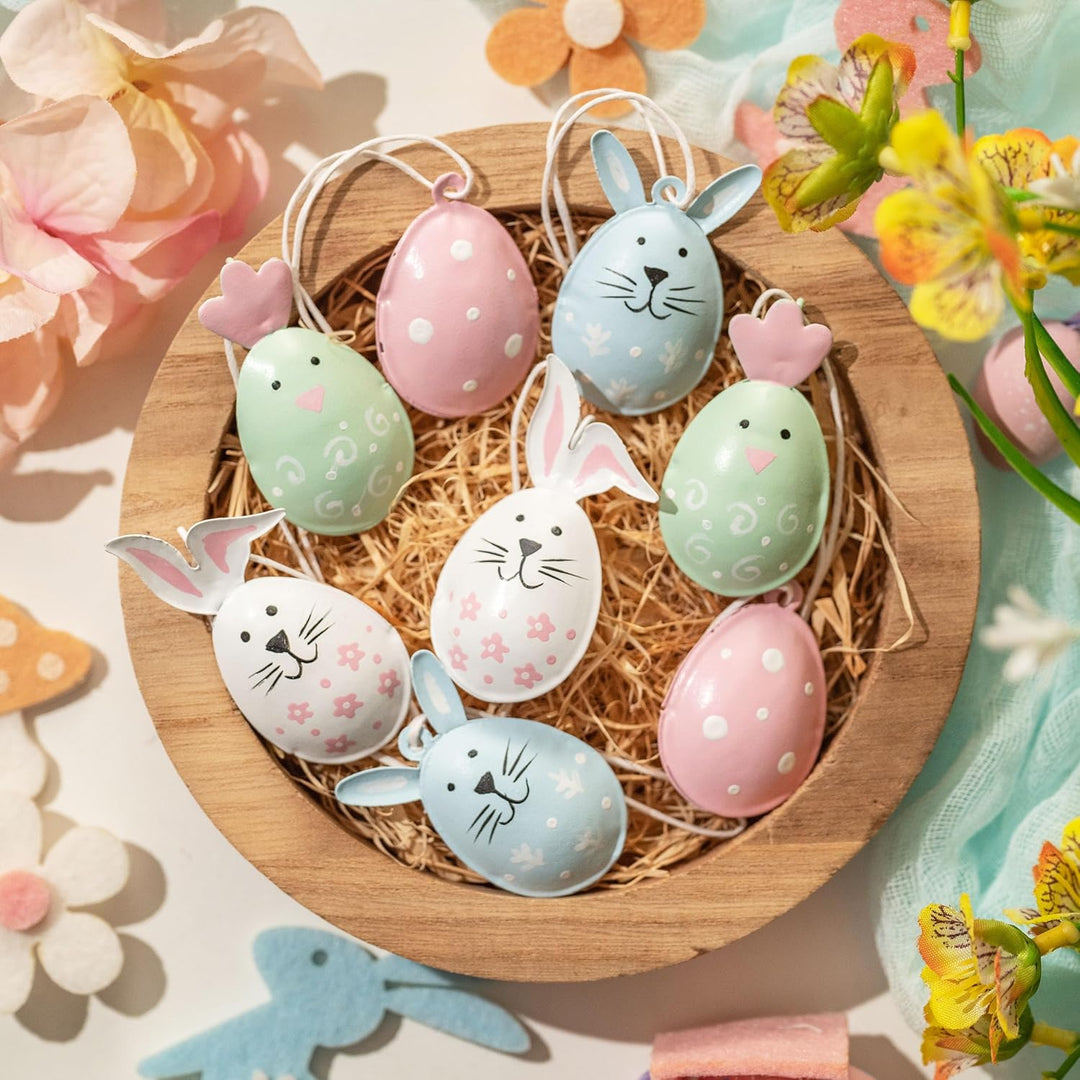 VALERY MADELYN Set Dekoaufhänger Ostern, Osterschmuck aus Metall zum Aufhängen, Osterhase und Ostere