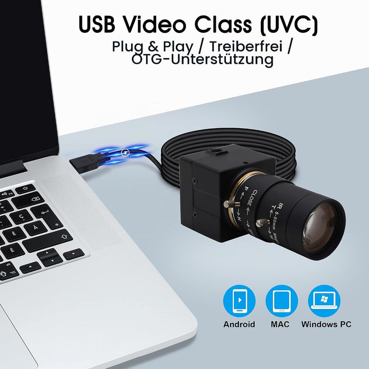 Svpro Webcam 4K UHD USB Kamera,10X Optischer Zoom Kamera mit 5-50mm Varifokalobjektiv, 3840x2160 Ult