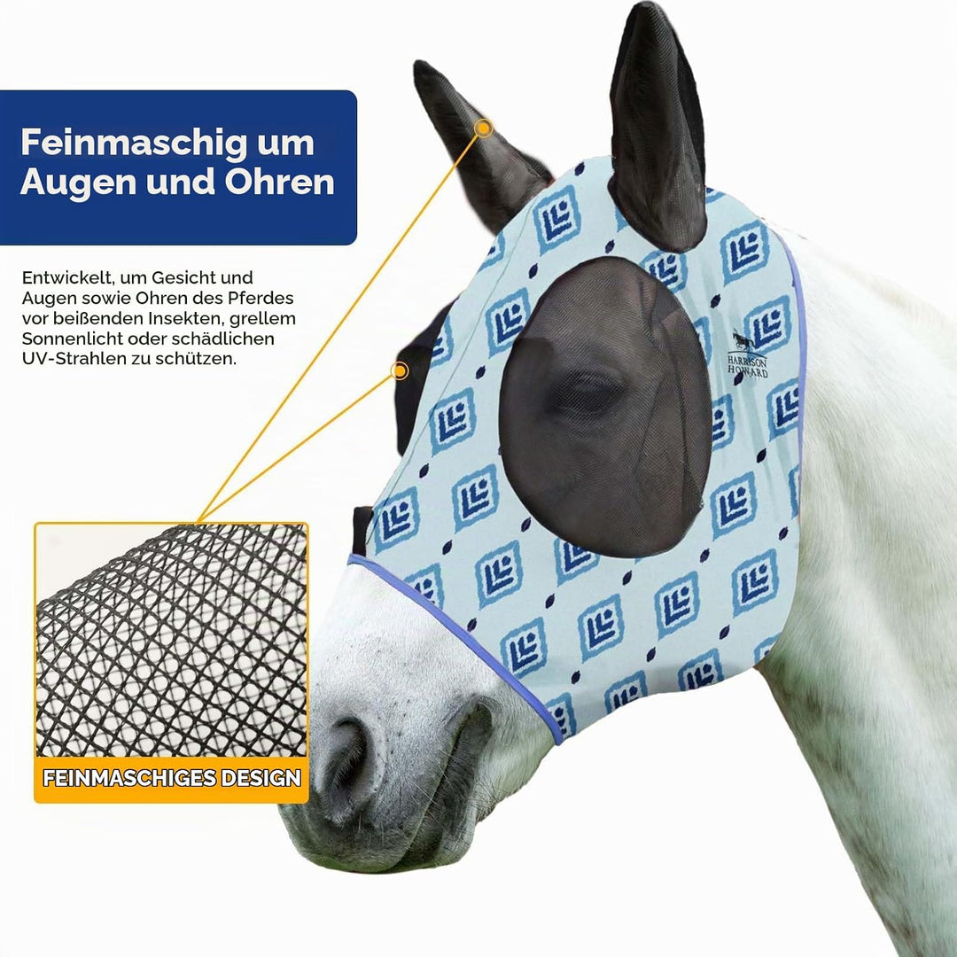 Harrison Howard Super Comfort Stretchy Fly Mask Large Eye Space with UV Protection Soft on Skin with