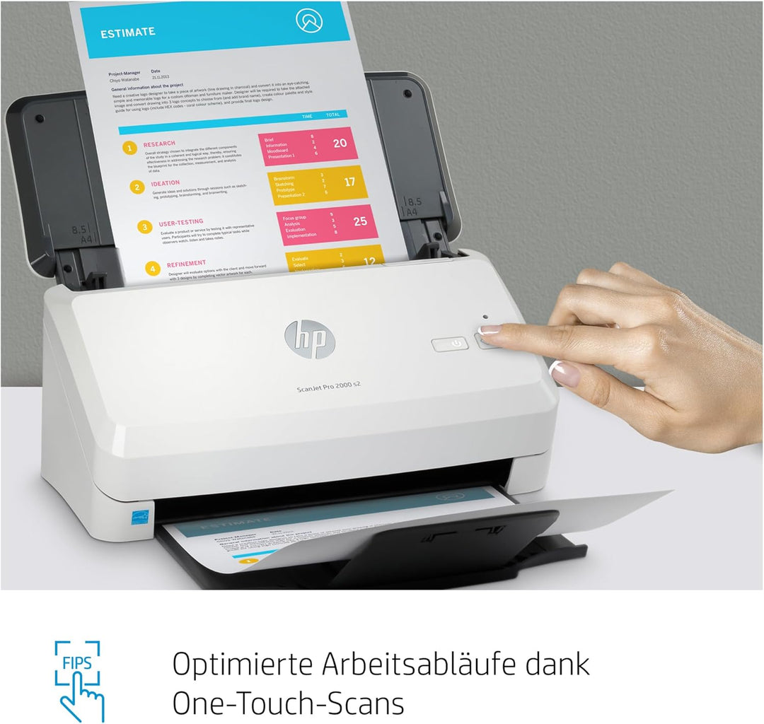 HP ScanJet Pro 2000 s2, Scanner, Einzelblattzufuhr, 50-Blatt ADF, USB 3.0, bis zu 3.500 Seiten tägli