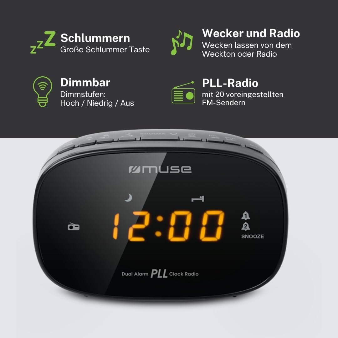 Muse M-150CR Radio Clock Schwarz, Schwarz