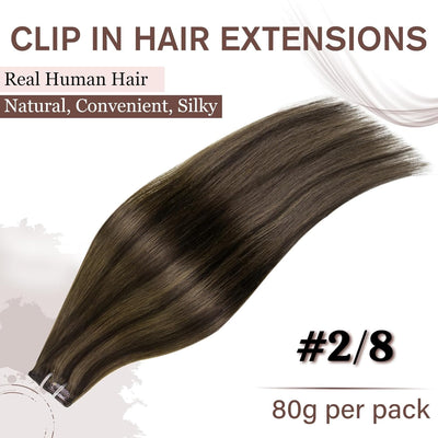 Hetto Clip in Echthaar Extensions Braun Clip in Extensions Echthaar Remy Extensions Clip in Haarverl