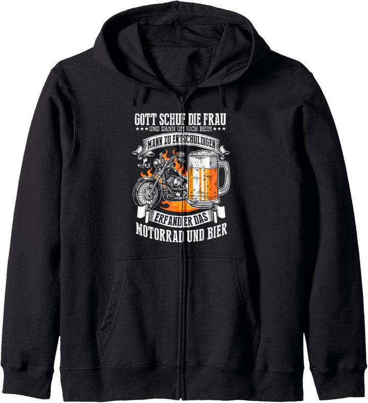 Gott Schuf Die Motorrad Und Bier Motorradfahrer Biker Kapuzenjacke