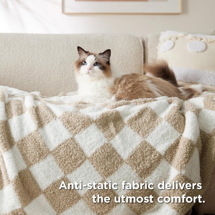 Bedsure Herbstgeschenke, karierte flauschige Überwurfdecke für Couch, superweiche, gemütliche und wa