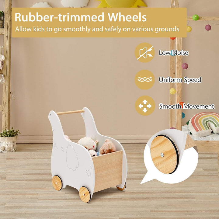 LIFEZEAL Lauflernwagen Holz, Gehfrei Lauflernhilfe Baby mit Stauraum, Spielzeugwagen mit Rädern, Bab