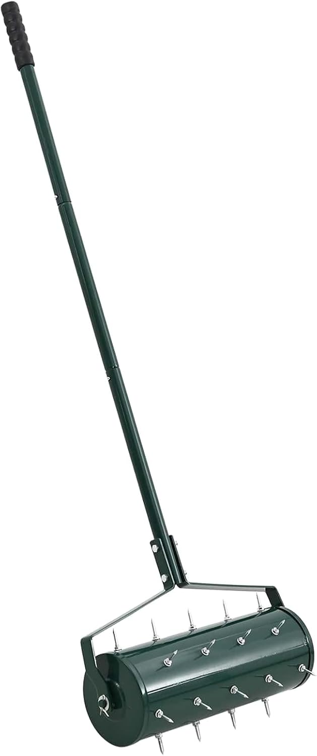 Rasenlüfter-Rasenroller mit Lüftungskrallen zur Bodenbelüftung, Stahl-Gartenwerkzeug zur Rasenpflege