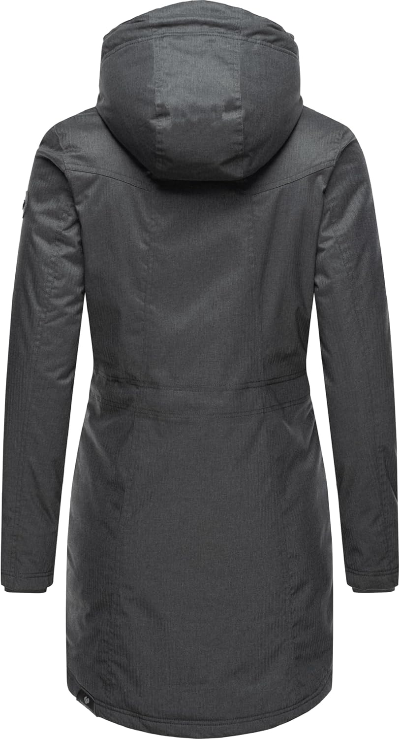 Ragwear Damen Wintermantel warm gefütterter Parka lang wasserdicht mit Kapuze Elsie Melange XS-6XL S