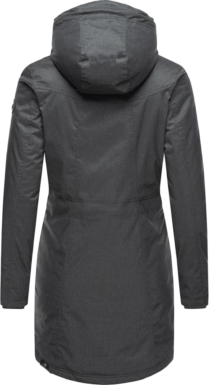 Ragwear Damen Wintermantel warm gefütterter Parka lang wasserdicht mit Kapuze Elsie Melange XS-6XL S