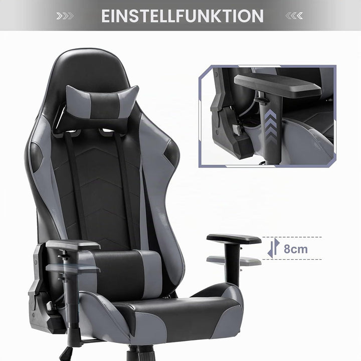 IntimaTe WM Heart Gaming Stuhl, Racing Gamer Stuhl mit Kopfstütze und Lordosenstütze, Ergonomischer